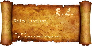 Reis Líviusz névjegykártya